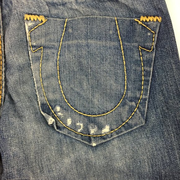 TRUE RELIGION Distressed Flare Leg Med Wash Jeans - Picture 11 of 13